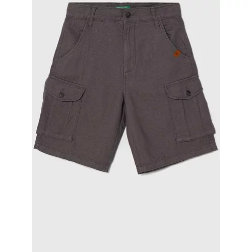 United Colors Of Benetton Dječje lanene kratke hlače boja: siva, podesivi struk