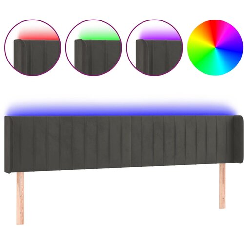 VidaXL LED posteljno vzglavje temno sivo 183x16x78/88 cm žamet, (20793721) Slike