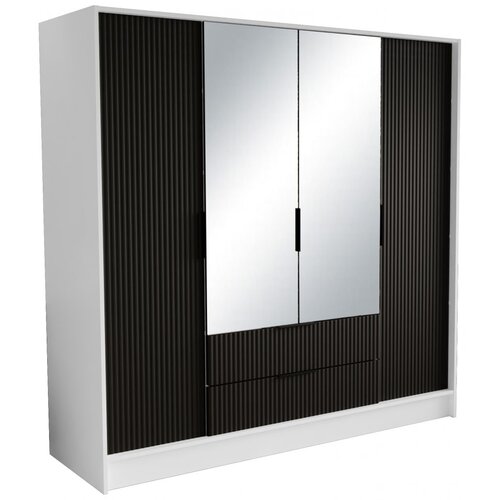 ADRK Garderobni ormar s ogledalom Norel 200 cm - BIJELA-CRNA Cene