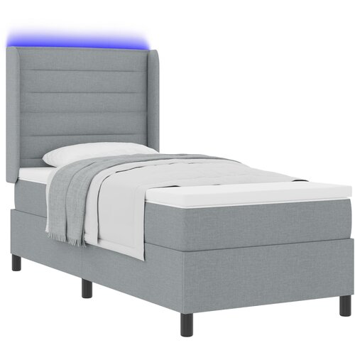 vidaXL Box Spring postelja z vzmetnico in LED svetlobo svetlo siva 80x200 cm tkanina Cene