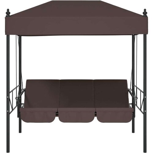 VidaXL Vrtna klupa za ljuljanje s krovom smeđa boja kave&amp;nbsp;čelična Slike