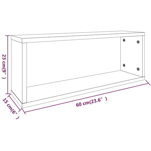  Kockaste zidne police 6 kom dimljeni hrast 60x15x23 cm drvene Slike