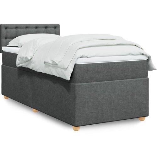 VidaXL Krevet s oprugama i madracem tamnosivi 90x200 cm od tkanine Slike