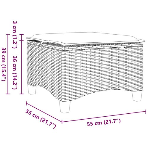  Vrtni tabure s jastucima 2 kom smeđi 55x55x36 cm poliratan Slike