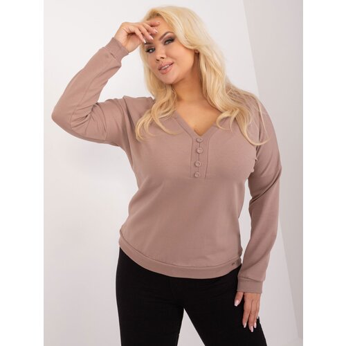 Fashion Hunters Dark beige cotton blouse plus size Cene