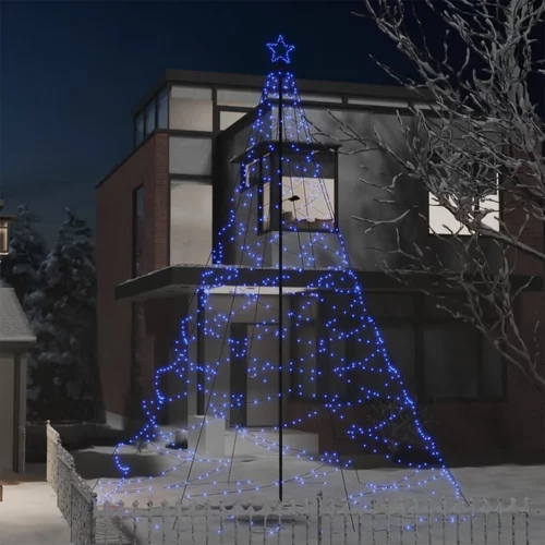 vidaXL Božićno drvce s metalnim stupom 1400 LED žarulja plavo 5 m