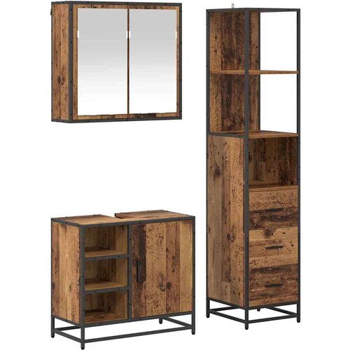  Set namje&amp;scaron;taja za kupaonicu 3 pcs Staro drvo 65 x 33 x 60 cm Slike