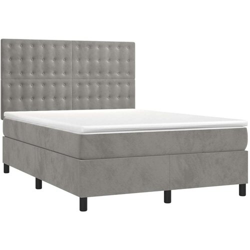  Box spring s madracem LED svjetlosivi 140x200 cm bar&amp;scaron;un Slike