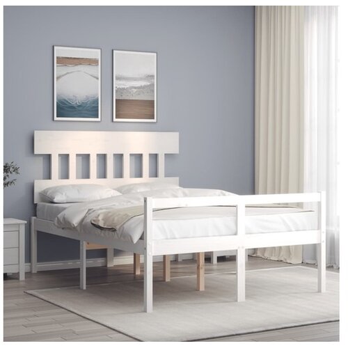 vidaXL Kreveta s uzglavljem bijeli 140 x 190 cm od masivnog drva Cijene