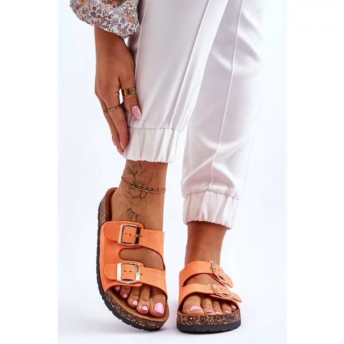 Kesi Women's slippers Cortina orange on cork sole