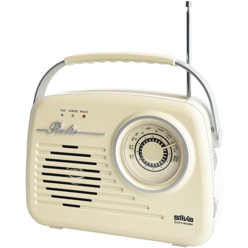 SILVA Schneider UKW Prijenosni radio Mono 1965 AUX, USB Mogućnost punjenja Bež boja Slike