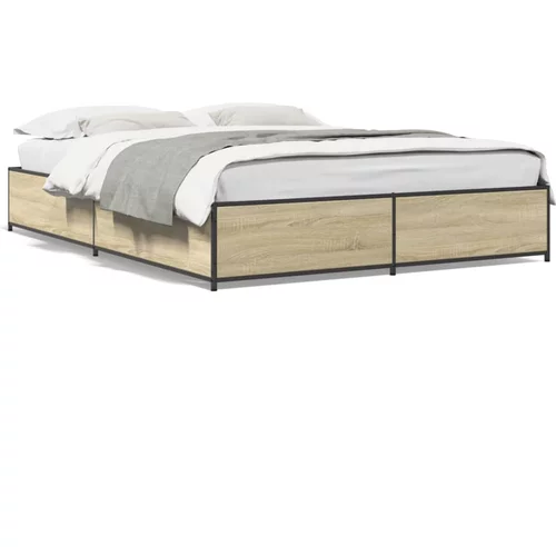 vidaXL Okvir za krevet boja hrasta 140x200cm konstruirano drvo i metal
