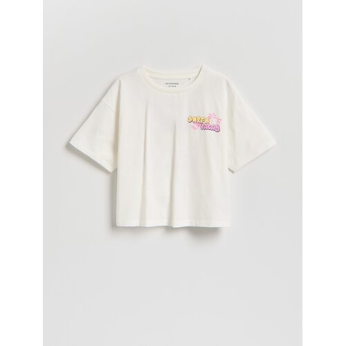 Reserved Ležerni t-shirt s printom - krem Cijene