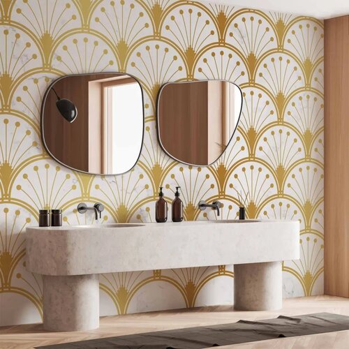  Foto tapeta - Gold and Marble Art Deco-inspired Pattern 500x350 Vodootporna Slike