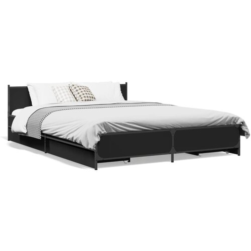 VidaXL Okvir kreveta s ladicama crni 135 x 190 cm konstruirano drvo Slike