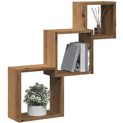 VidaXL Kockaste zidne police boja hrasta 68x15x68 cm konstruirano drvo Slike
