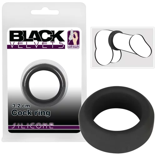 Black Velvets Black Velvet - obroček za penis z debelimi stenami (3,2 cm) - črn