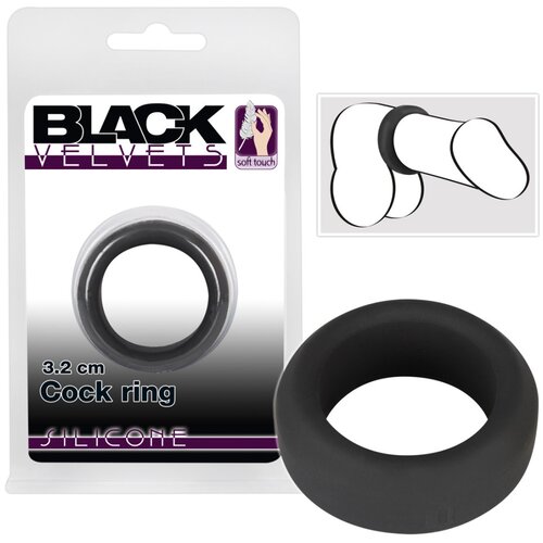 Black Velvets Prsten za penis, Silikonski, 3.2cm, Crni Cene