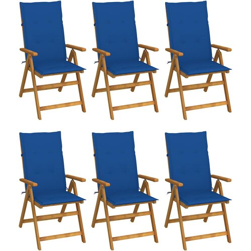  Sklopive stolice 6 kom s jastucima od punog bagremovog drveta Plava 120 x 50 x 3 cm Cene