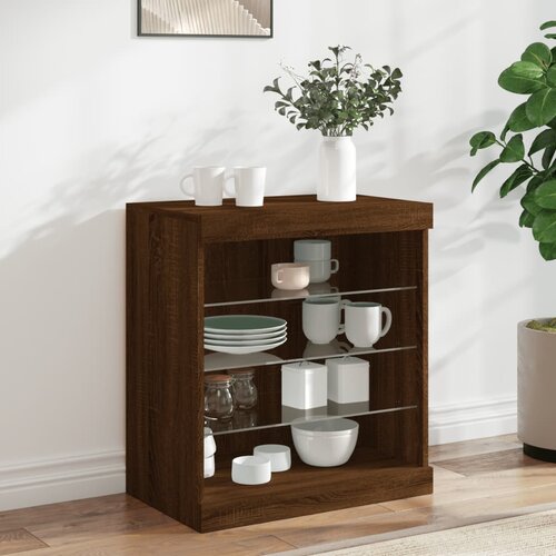  The Living Store Komoda z LED lučkami rjav hrast 60,5x37x67 cm - Komoda, (21448351) Cene