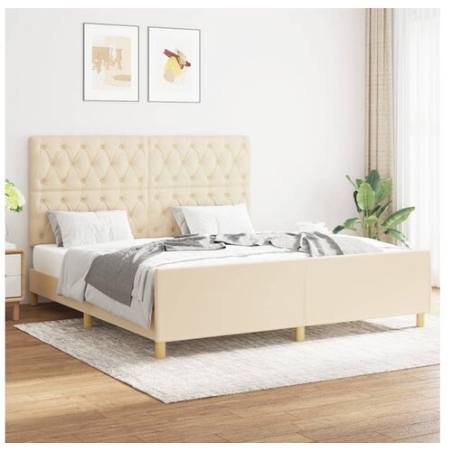  Okvir za krevet s uzglavljem krem 160 x 200 cm od tkanine Cijene