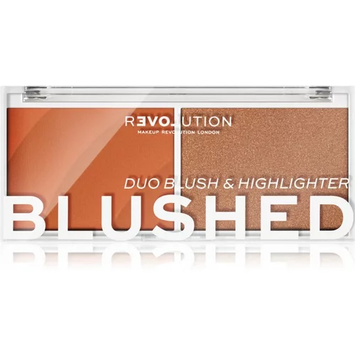 Revolution Relove colour Play Blushed Duo Blush & Highlighter paleta sa highlighterom i rumenilom 5,8 g nijansa Queen