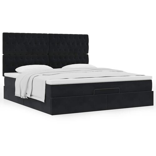 VidaXL Okvir kreveta s madracima crni 160x200cm bar&amp;scaron;unasti Slike