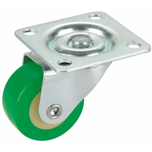 DÖRNER + HELMER okretni kotačić za namještaj (Promjer kotačića: 30 mm, Nosivost: 20 kg, Klizni ležaj, S pločom, Boja kotača: Zelene boje)