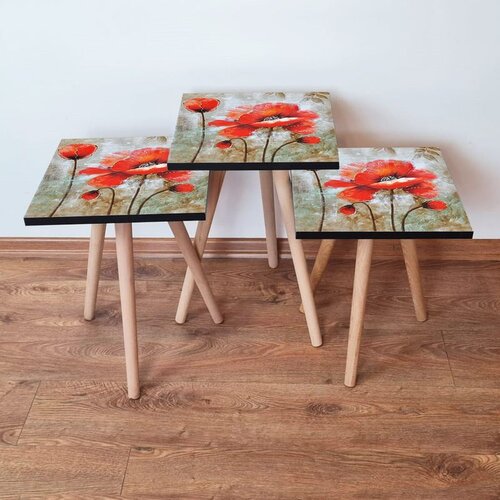 Hanah home 3Shp301 - red redblackbeige nesting table (3 pieces) Cene