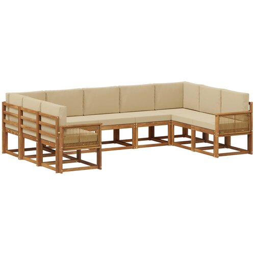 vidaXL Zunanja garnitura za sedenje z blazino 9 pcs Naravna in bež, (5000280663) Cene
