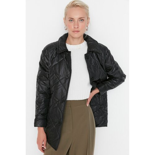 Trendyol Black Shirt Collar Quilted Inflatable Coat Cene