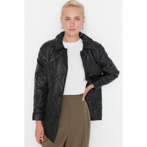 Trendyol Black Shirt Collar Quilted Inflatable Coat Slike