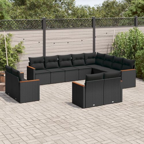 vidaXL 12-dijelni set vrtnih sofa od poliratana s jastucima crni Cijene