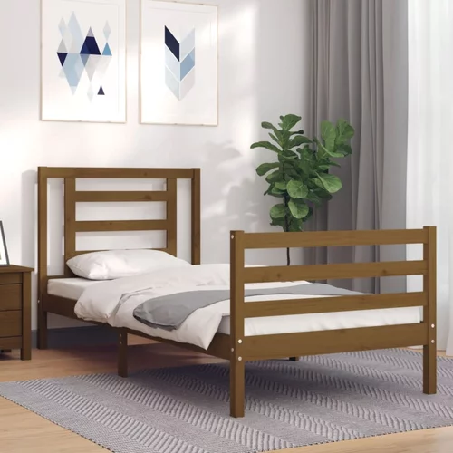  kreveta s uzglavljem boja meda 90x200 cm od masivnog drva