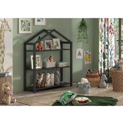 Vipack antracitno siva dječja biblioteka od masivnog bora 111x141x40 cm dallas &amp;ndash; Slike