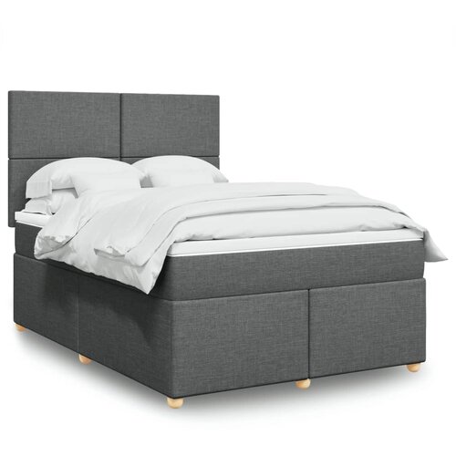 VidaXL Okvir kreveta s oprugama i madrac svjetlosivi 140x200cm tkanina Slike