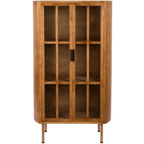 White Label Vitrina iz masivnega kavčukovca v naravni barvi 80x140x38 cm Yaz – Cene