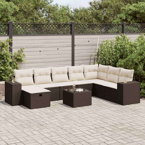 vidaXL 9-dijelni set vrtnih sofa s jastucima poliratan smeđi Cene