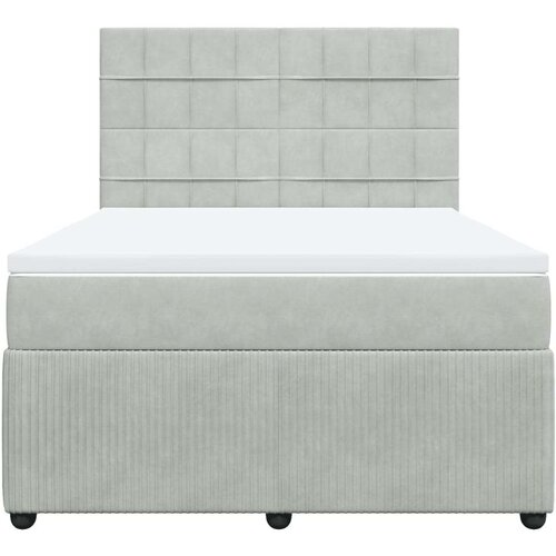 VidaXL Krevet s oprugama i madracem svjetlosivi 140x190 cm bar&amp;scaron;unasti Slike