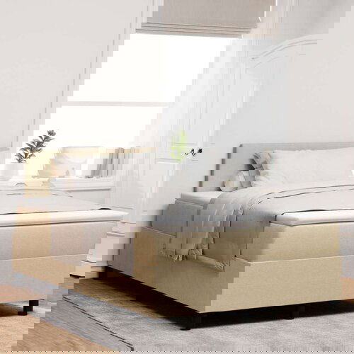  Box Spring Postelja z Vzmetnico & LED Lučko Bež 120x200 cm Žametna Tkanina, (22081222) Cene