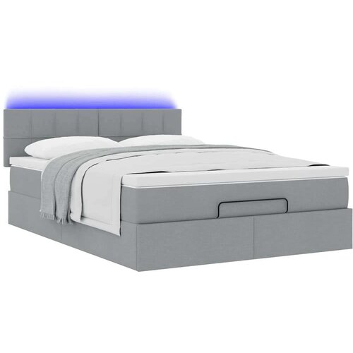 VidaXL Otomanski krevet s madracem&amp;amp;LED svijetlosivi 140x190 cm tkanine Slike