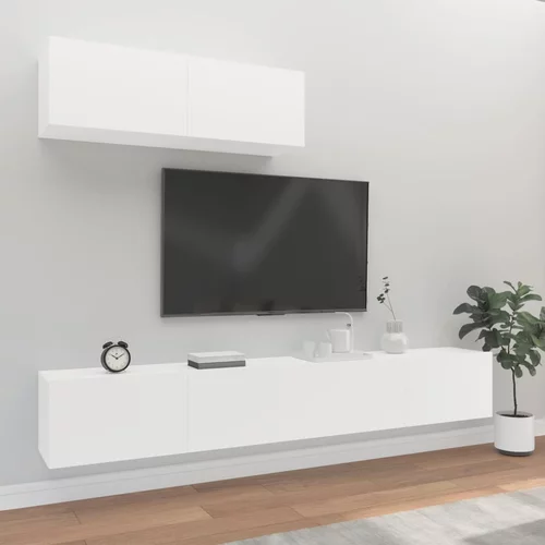 vidaXL Komplet TV omaric 3-delni bel inženirski les