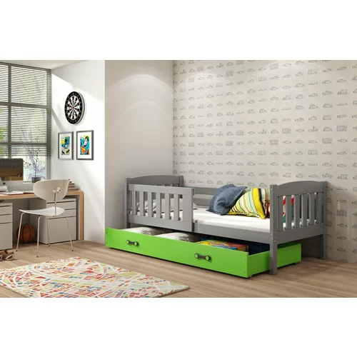 BMS Group Otroška postelja Kubus - 80x160 cm - grafit/zelena