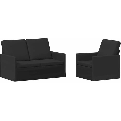  Set sofe 2 pcs Crna Tkanina - Crna 1-sjedalo + 2-sjedalo (120 cm) Slike