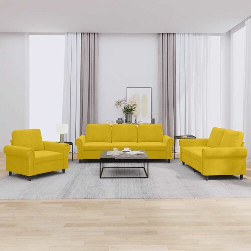  3-dijelni set sofa s jastucima žuti bar&scaron;unasti Cijene