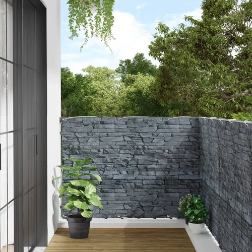 vidaXL Vrtno platno za zasebnost videz kamna siva 800x120 cm PVC Cene