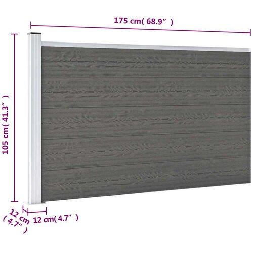  Vrtna ograda WPC 175 x 105 cm siva Slike