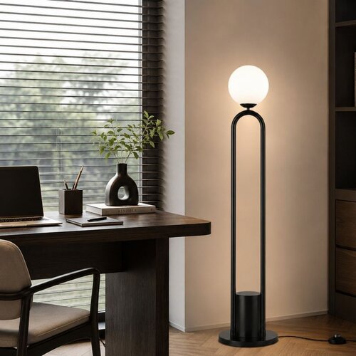 Opviq podna lampa Loop-20453, 1 &amp;times; E27, crna Slike