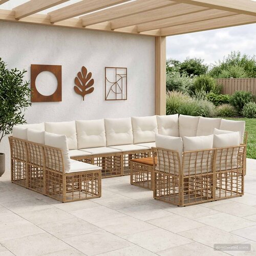  Set vanjskih sofa 13 kom. Prirodna i krema bijela Poliester Cene