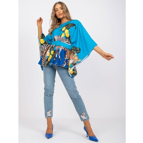 Fashion Hunters One size blue blouse with a belt Slike